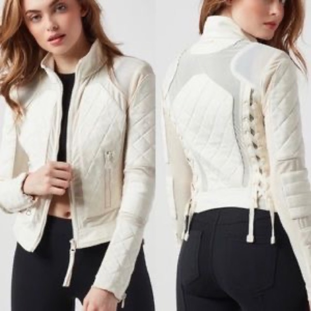 Blanc Noir Suede Mesh Moto Jacket